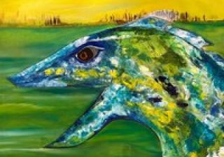Groen-blauwe drakenkop